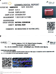 6.47/CT Natural Ruby with Govt. Lab Certificate